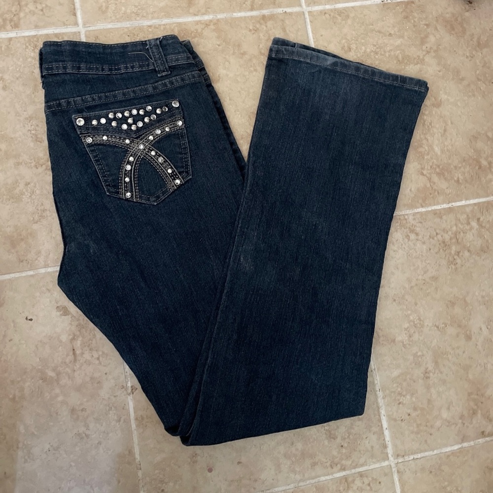 JZ Premium Denim Dark Blue Stretch Straight Jeans w/ Button Flap Back Pockets 9